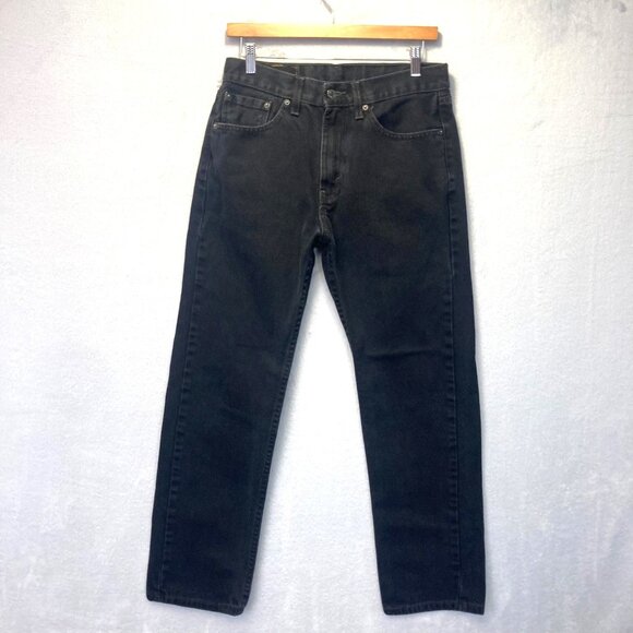Levis 505 Straight Fit Jeans Mens 31x30 Black Dark Wash Denim Classic - Picture 1 of 16